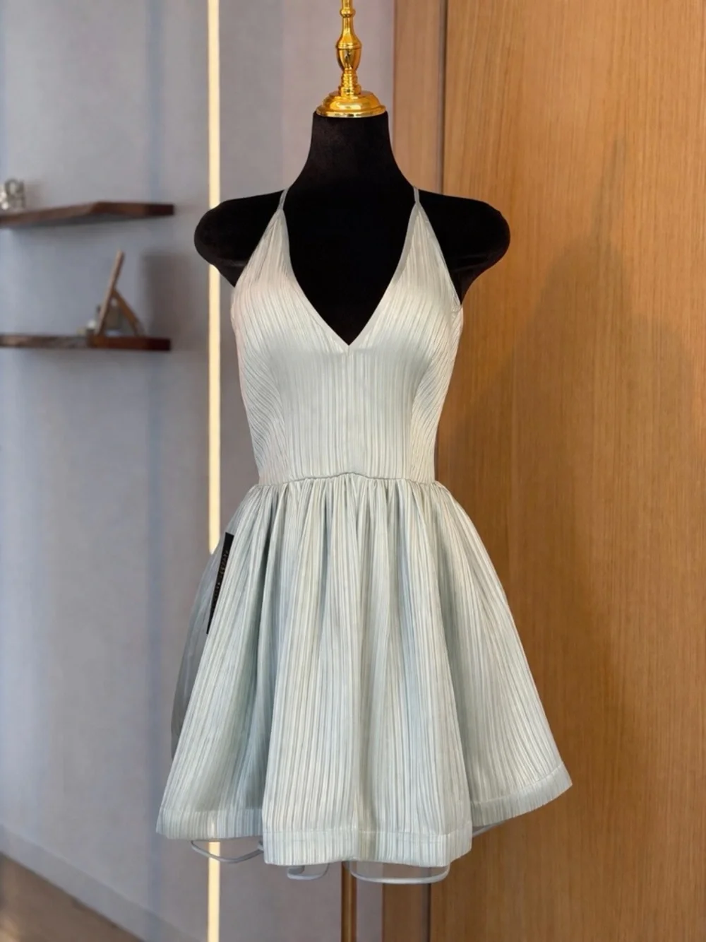 Bebe Mint Lace Back Halter Mini Cocktail Dress | Romantic Muse - Picture 2 of 5